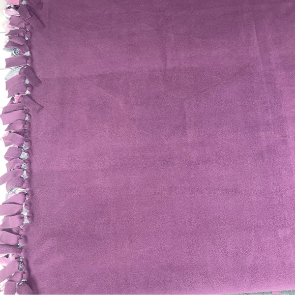 Purple and Gray Floral Handmade Tie Fleece Blanket main image 3
